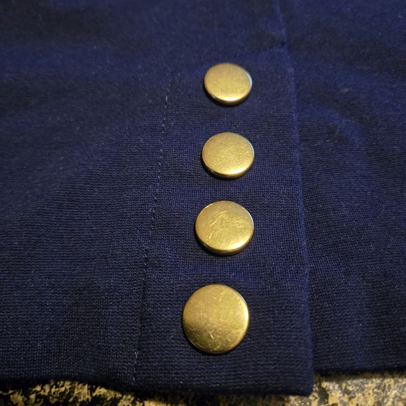 IMAN Navy Blue Pencil Skirt Women's XL Gold Back Buttons Embellishment Preppy - Picture 3 of 10